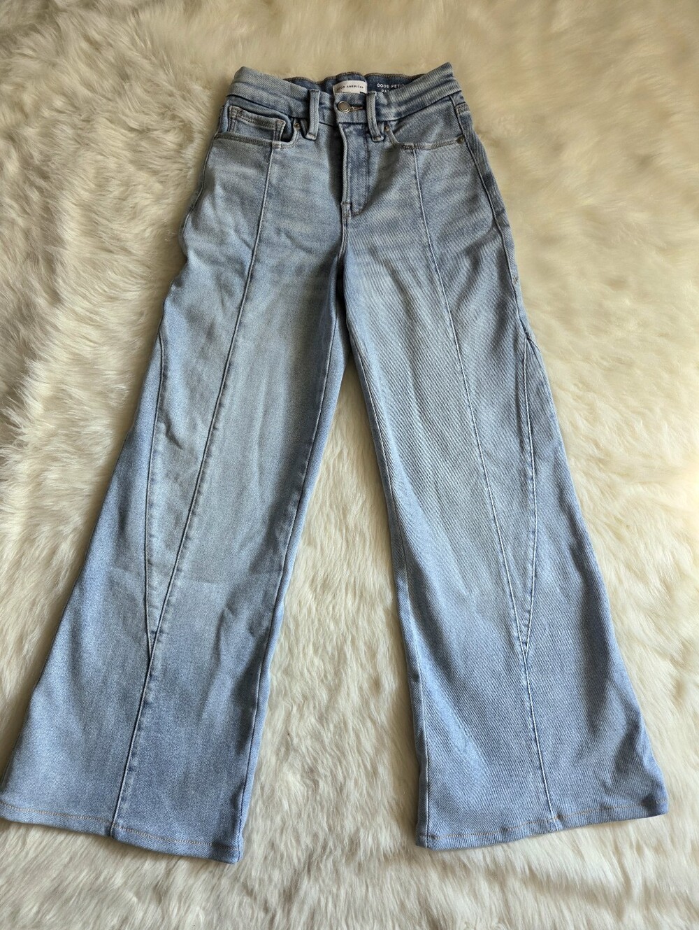 Good American Good Petite Palazzo Jeans Size 27 SHORT - HEMMED - CROPPED - Picture 6 of 15